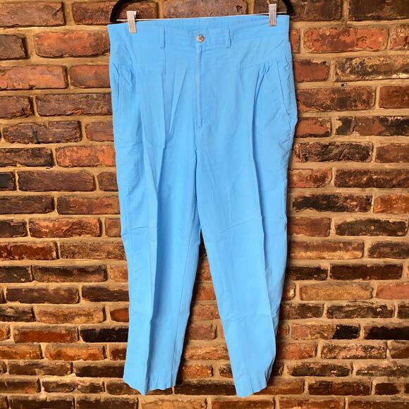 Gitano Vintage Blue Lightweight Pleated High Rise Waisted Pants Women's Size 32 - Picture 1 of 6